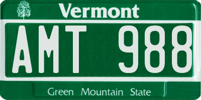 VT license plate AMT988