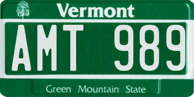 VT license plate AMT989