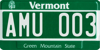 VT license plate AMU003
