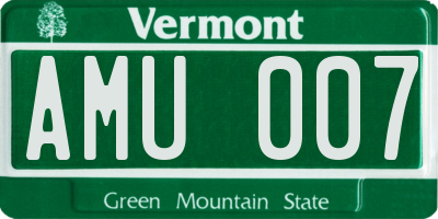 VT license plate AMU007