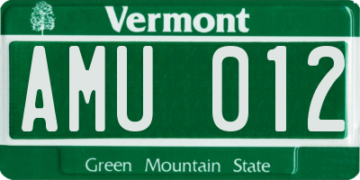 VT license plate AMU012