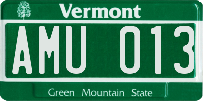VT license plate AMU013