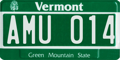VT license plate AMU014