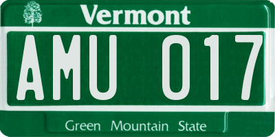 VT license plate AMU017