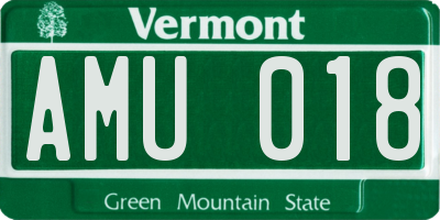 VT license plate AMU018