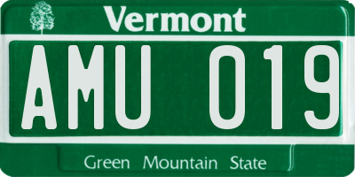 VT license plate AMU019