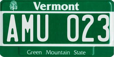 VT license plate AMU023