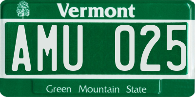 VT license plate AMU025