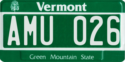 VT license plate AMU026