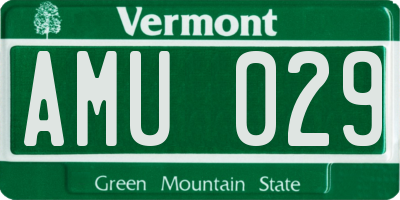 VT license plate AMU029