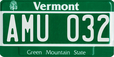 VT license plate AMU032