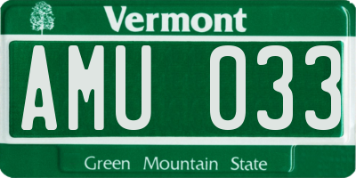 VT license plate AMU033