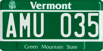 VT license plate AMU035