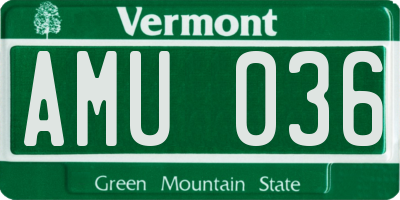 VT license plate AMU036