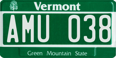 VT license plate AMU038