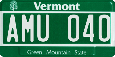 VT license plate AMU040
