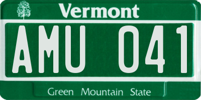VT license plate AMU041