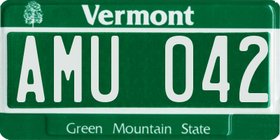 VT license plate AMU042