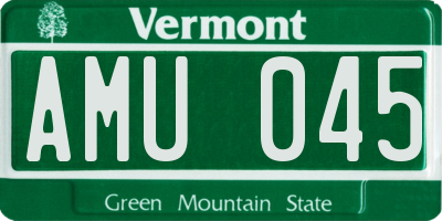 VT license plate AMU045