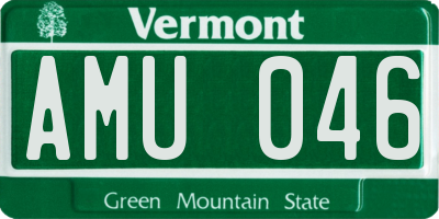 VT license plate AMU046