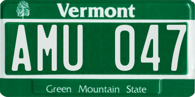 VT license plate AMU047
