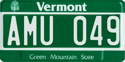 VT license plate AMU049