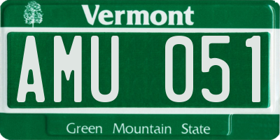 VT license plate AMU051
