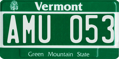 VT license plate AMU053