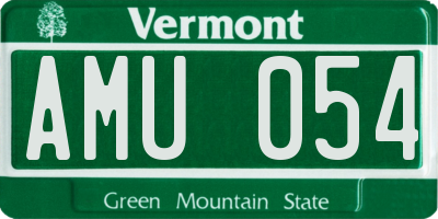 VT license plate AMU054