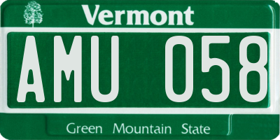 VT license plate AMU058