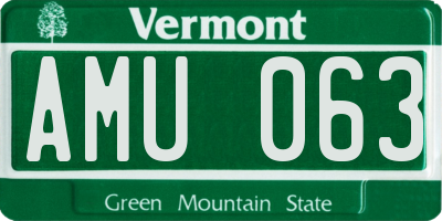 VT license plate AMU063