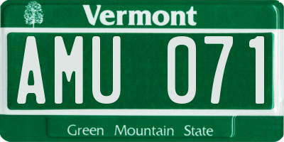 VT license plate AMU071