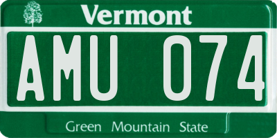 VT license plate AMU074