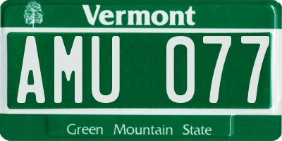 VT license plate AMU077