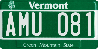VT license plate AMU081
