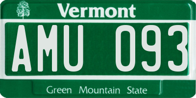 VT license plate AMU093