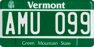 VT license plate AMU099