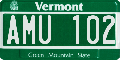 VT license plate AMU102
