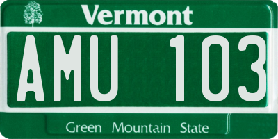 VT license plate AMU103