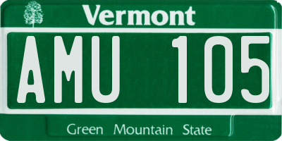 VT license plate AMU105