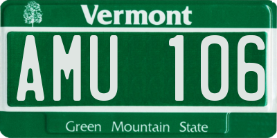 VT license plate AMU106