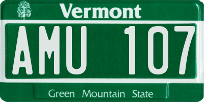 VT license plate AMU107