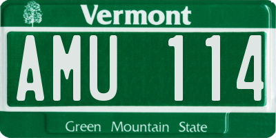 VT license plate AMU114