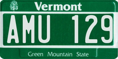 VT license plate AMU129