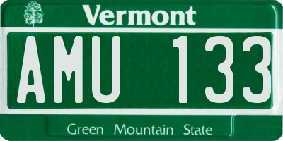 VT license plate AMU133