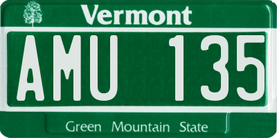 VT license plate AMU135