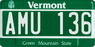 VT license plate AMU136