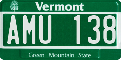VT license plate AMU138