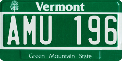 VT license plate AMU196