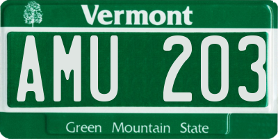 VT license plate AMU203